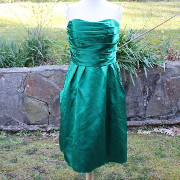 Jasmine Dresses Vintage Jasmine Emerald Green Strapless Mini Dress
